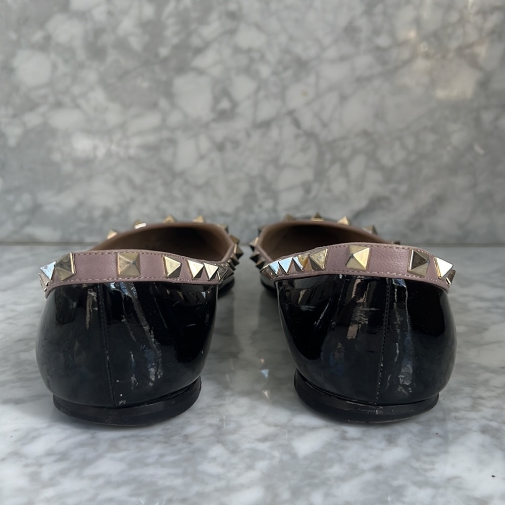 Valentino Black Patent Rockstud Ballet Flat - Gem